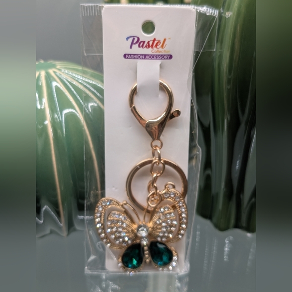 Accessories - Gold and Green Butterfly Keychain/Bagcharm